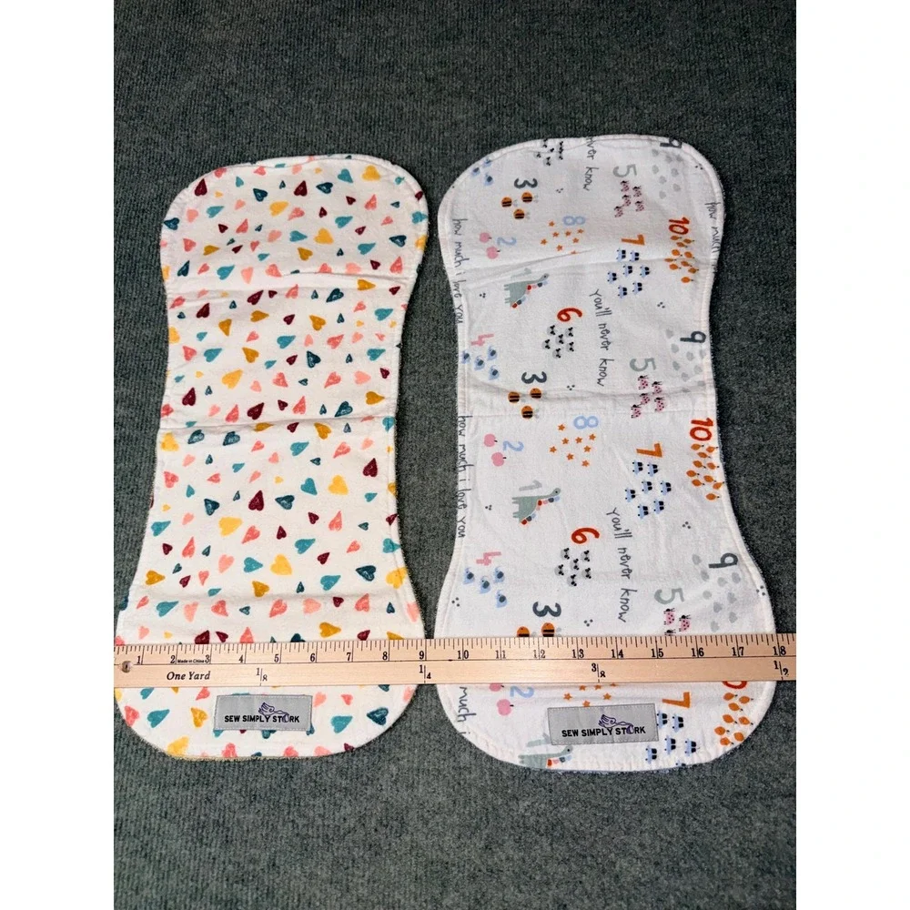 Sew Simply Stork Burp Cloths Baby  Multicolor  Heart & Animal 2 Pack